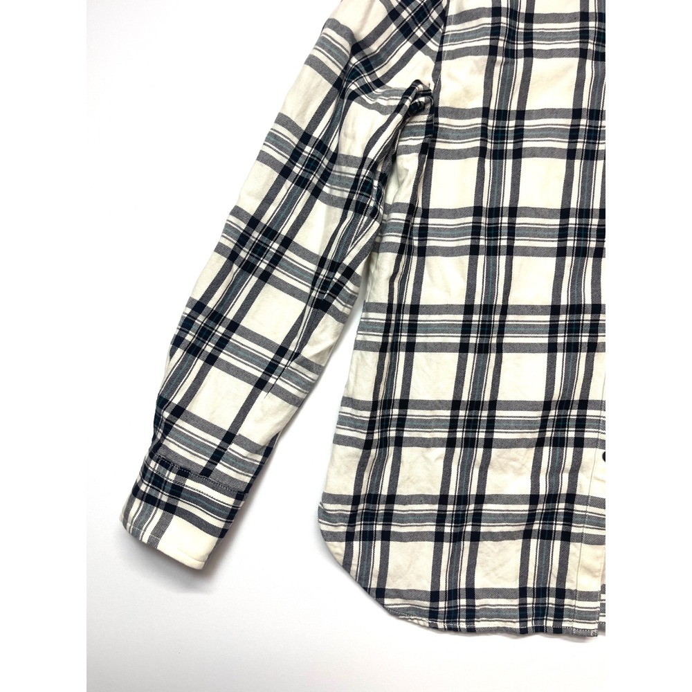 Lauren Ralph Lauren Womens Petite XS Plaid Cotton Button Down Shirt Cream Navy - Picture 7 of 13